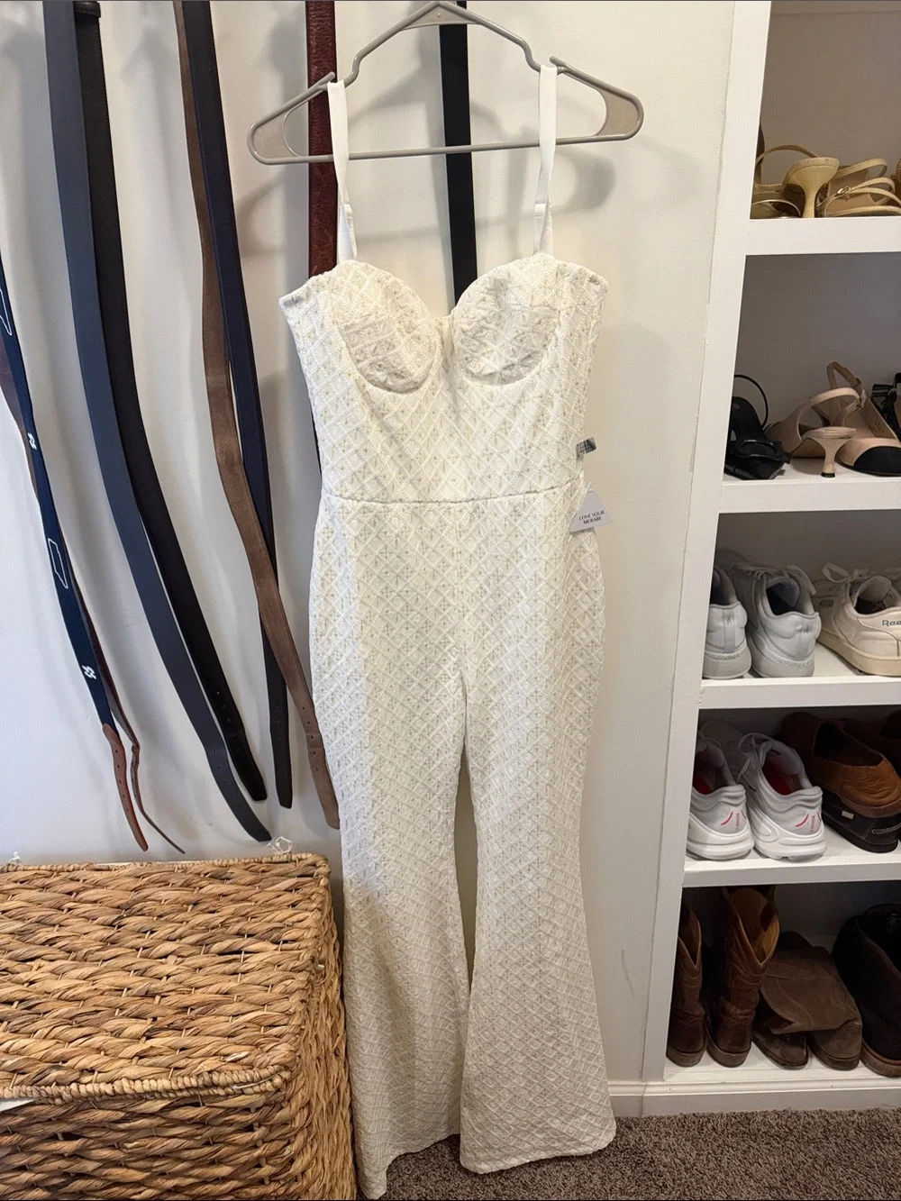 Nadine Merabi white sparkly jumpsuit new with tags - Picture 1 of 4